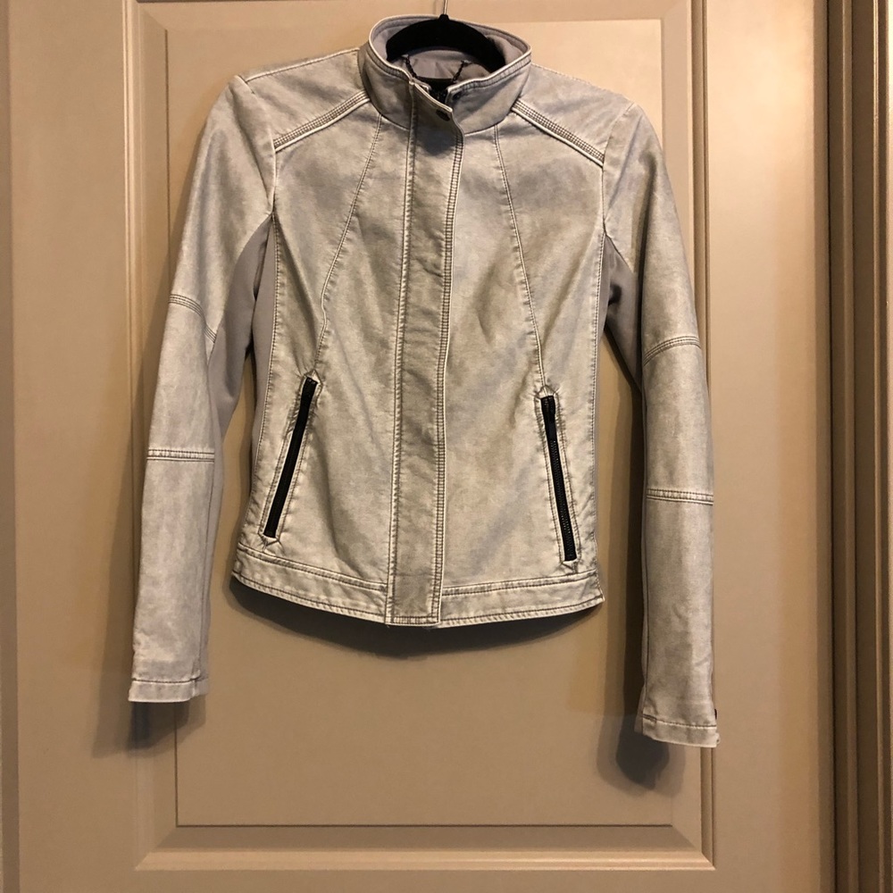 Express Light Gray Leather Jacket